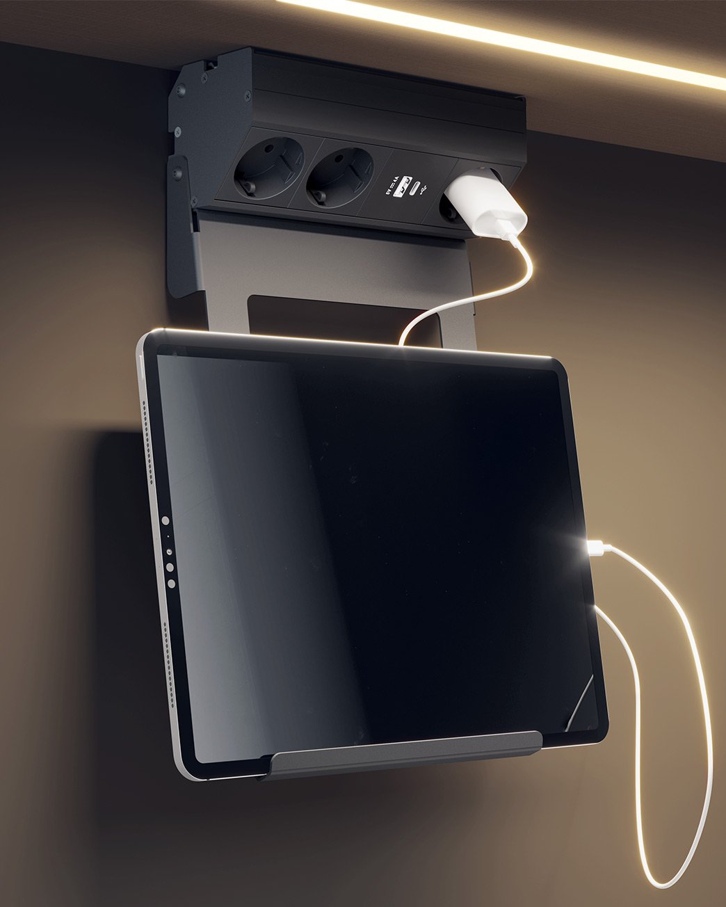 Power Unit with Black Tablet Shelf