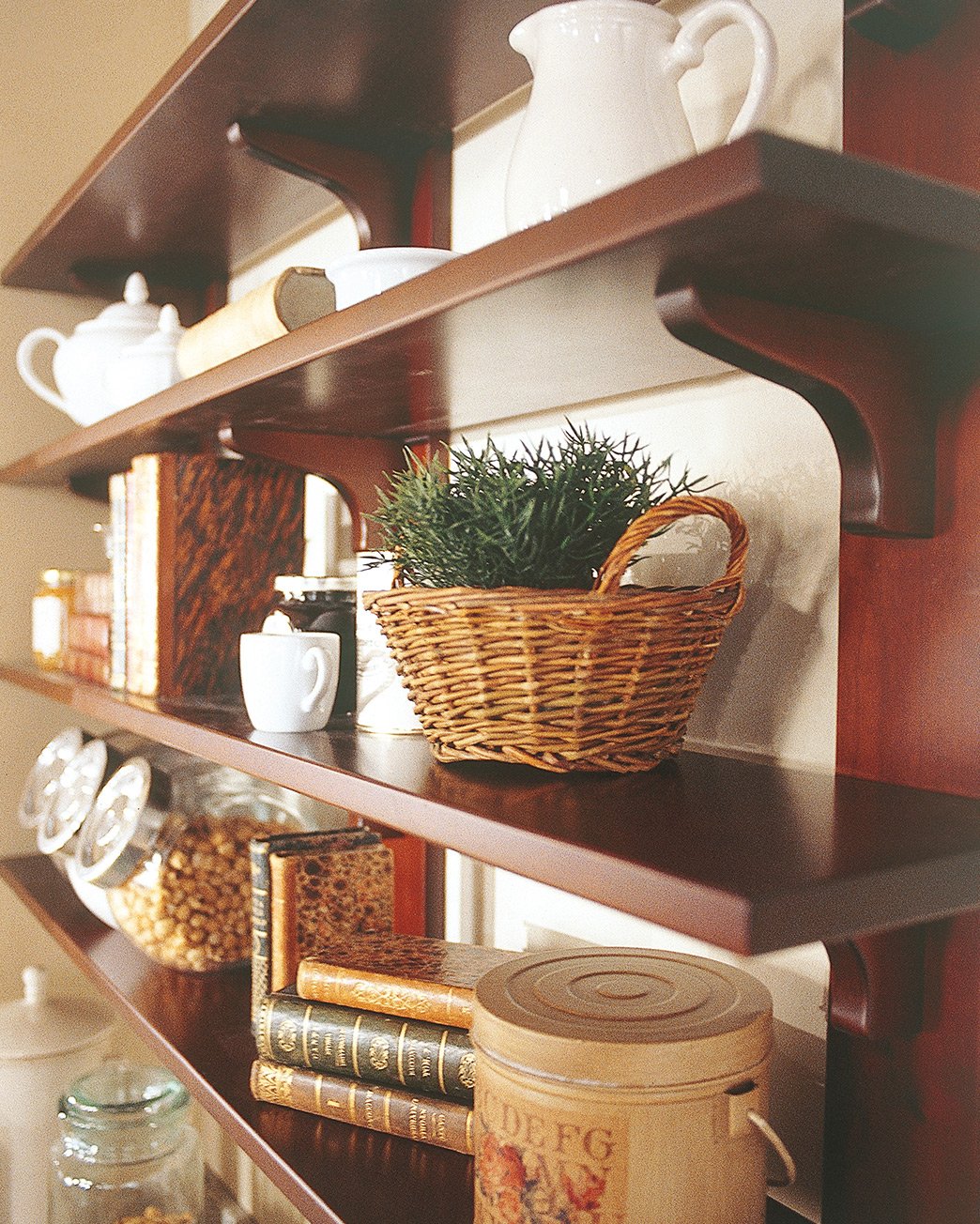 Wall Unit with Wooden Shelves