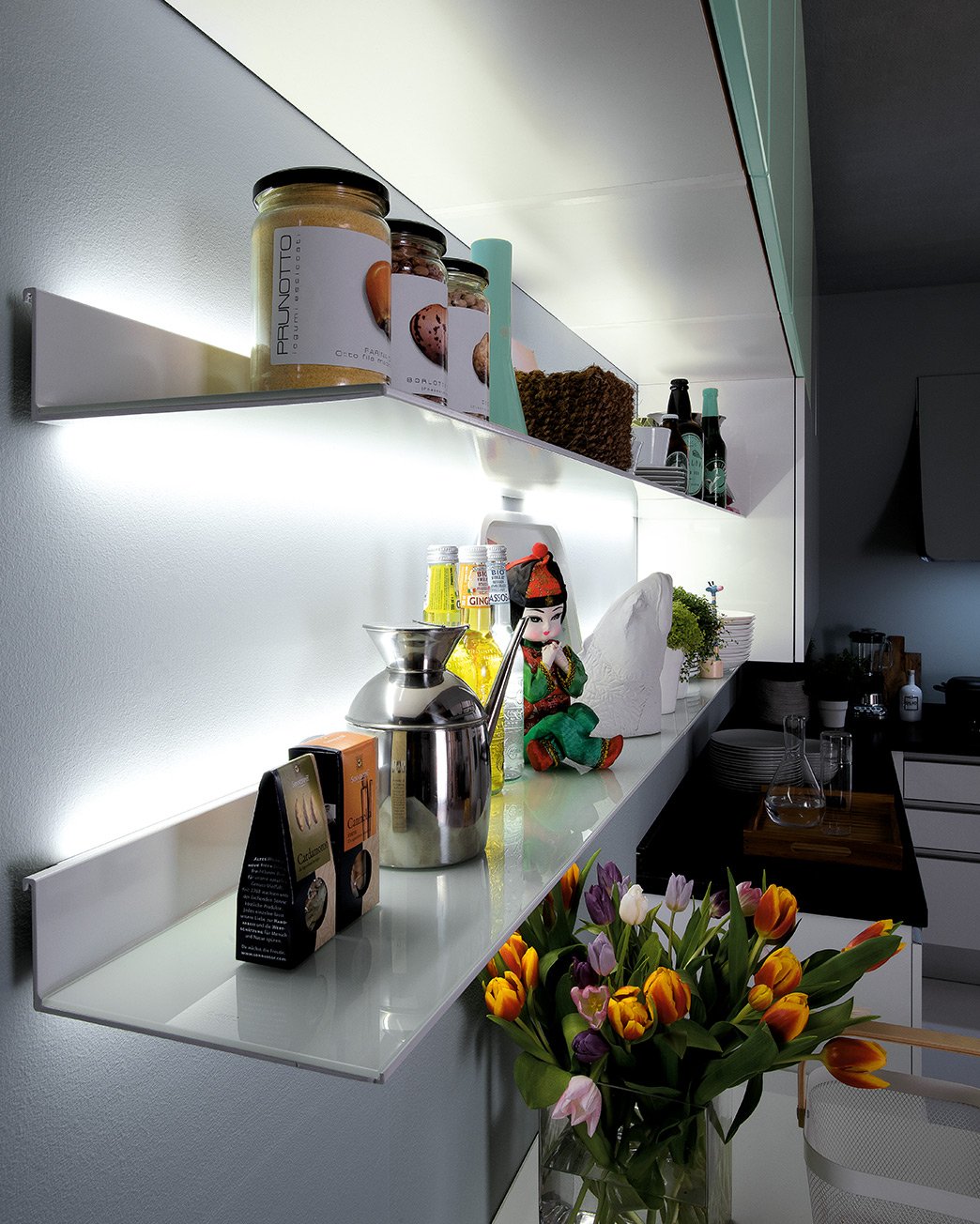 Metal White Shelf with LED Lighting